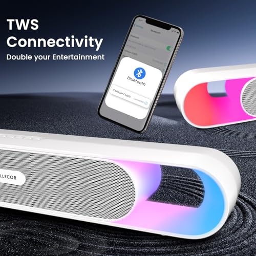 Image of CELLECOR CLB30 BEATZ with 3D Surround Sound | 10 Hour Playtime | 5.3V | 20W Bluetooth Soundbar with Disco Light - White