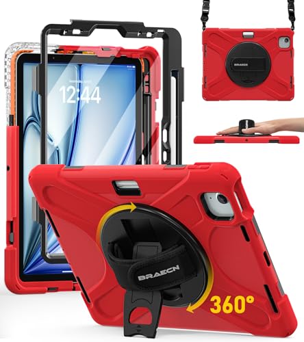 Coque iPad Air 11 Pouces 2026/2025/2024 BRAECN antichoc rouge avec film