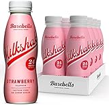 Barebells Cremiger Eiweiss shake – zuckerarm, 24 Gramm Protein pro Flasche, laktosefrei – Strawberry Milkshake, 8 x 330ml