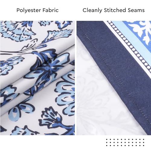 Image of Encasa XO Dining Table Cover Cloth for 6 to 8 Seater | 140x240 cm Rectangular Table Cloth | Water Repellent Polyester Tablecloth for Indoor & Outdoor Use - Indigo Digital Print