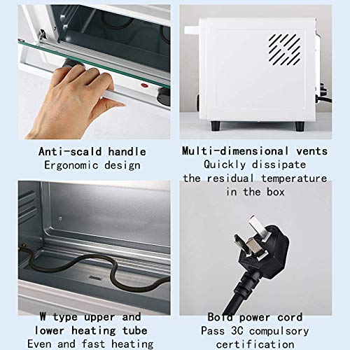 Keuken Mini Broodrooster Oven, 14L Air Fryer Oven Convection Rotisserie Oven Toast/Bake/Broil/Roast/Dehydrate, 60 Min Timer, 1000W - Afbeelding 6