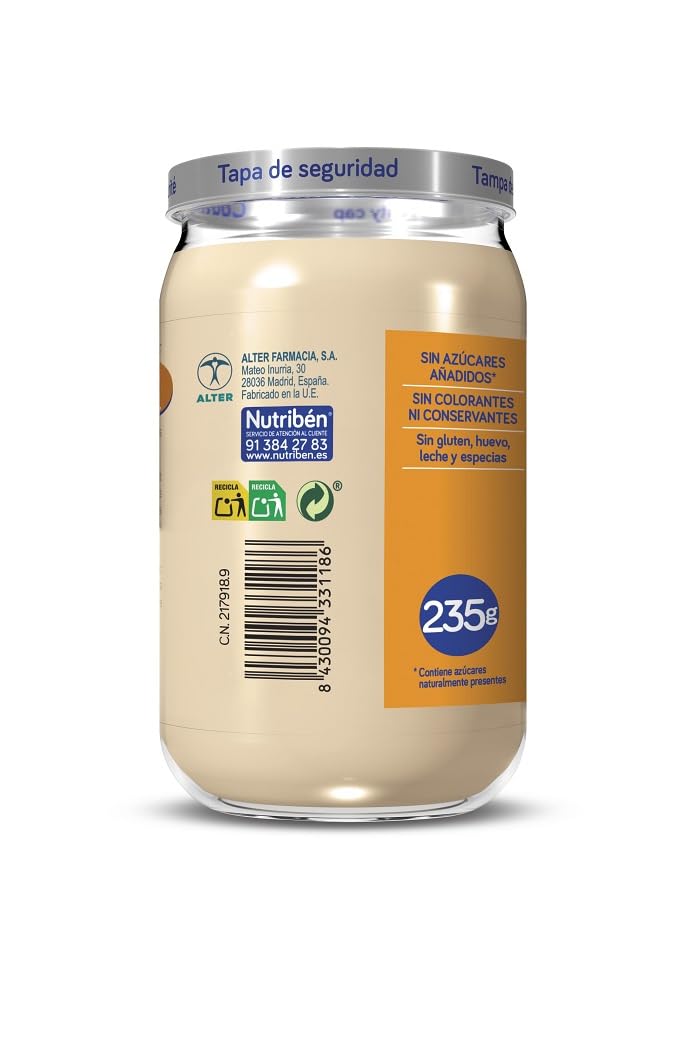 Nutribén Potitos | Tarrito de Manzana Platano y Zanahoria | Para Bebés a partir de 6 Meses | Sin Almidones | Sin Gluten |Pack de 6 x 235g