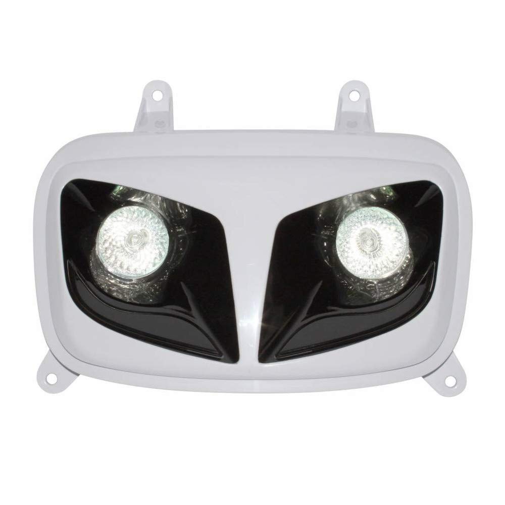 Motodak - Doppia ottica Replay rr8 per MBK 50 Booster 2004 + Yamaha 50 bws 2004 + bianco nero con 2 halogeni da 20 W.