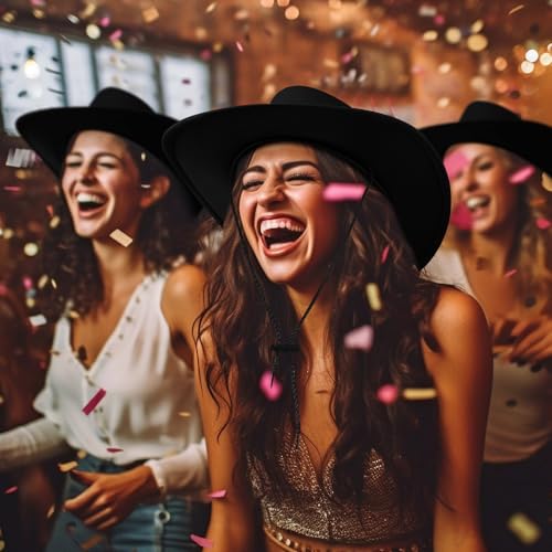 Image of Coume 15 Set Western Cowboy Hat Costume Accessories Paisley Bandanna Cowgirl Hats Bulk for Adult Women Men Dress Party