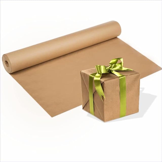Brown Paper Roll Brown Wrapping Paper Kraft Parcel Sheet Wrap Bouquet Christmas Presents Birthday Xmas Gift Packing Art Craft Postal Shipping Packaging Multipurpose Length 10m Width 50cm (1 Roll) 90g