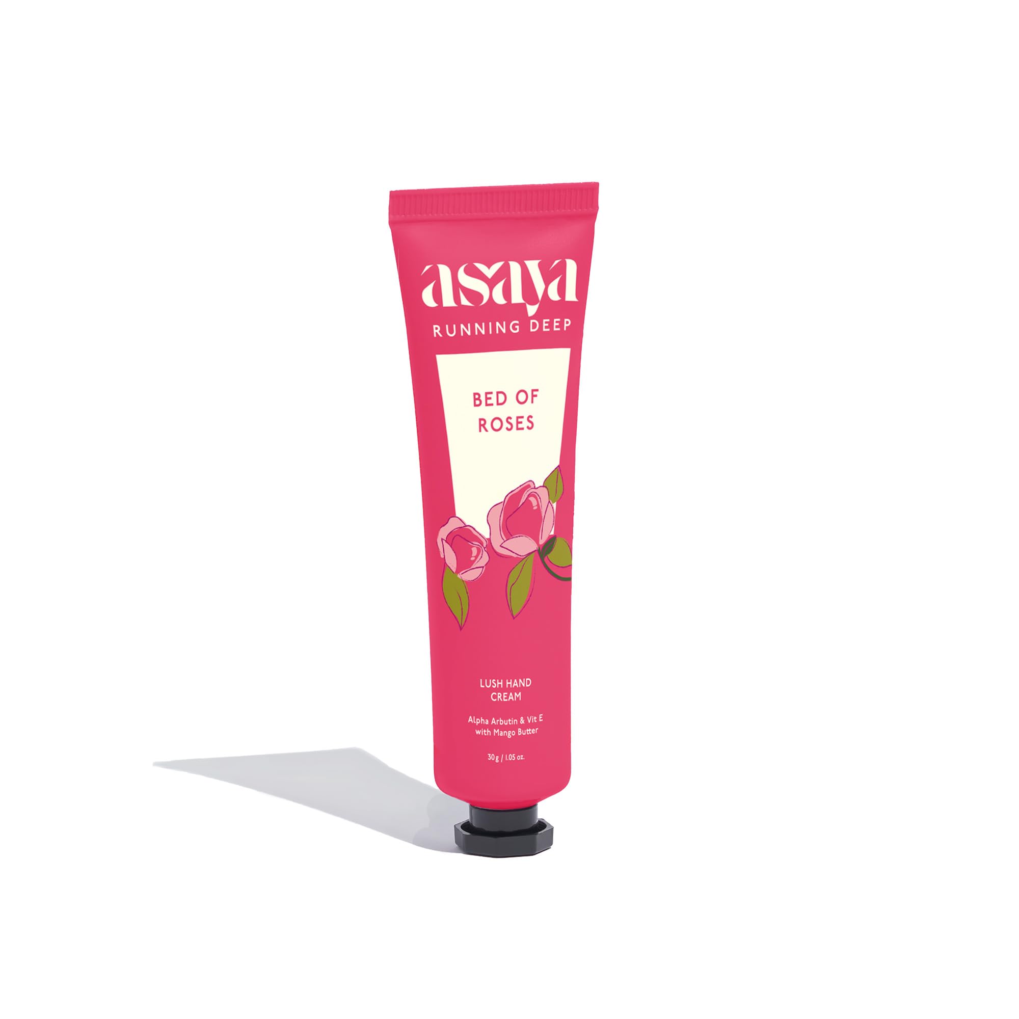 Asaya Bed of Roses Hand Cream for Women & Men | Nourishes, Brightens | Softens Dry, Rough Hands | Non Sticky and Quick Absorbing | Intense Moisturization | Reduces Tan & Pigmentation | Alpha Arbutin, Mango Butter & Vit E | Oily skin | Dry Skin | Vegan | Free from Alcohol, Silicones, Paraben, Sulphates & Chemical | Travel Friendly | Lightweight | 30g