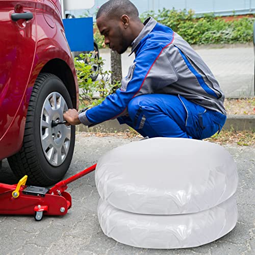 Vicmore Plastic Tire Storage Bag Set Of 4 Bags Suitable For Tires Of Most Sedans And Suvs Premium White Tyre Storage Bag Portable Wheel Cover Bag Universal Fit #TOP4