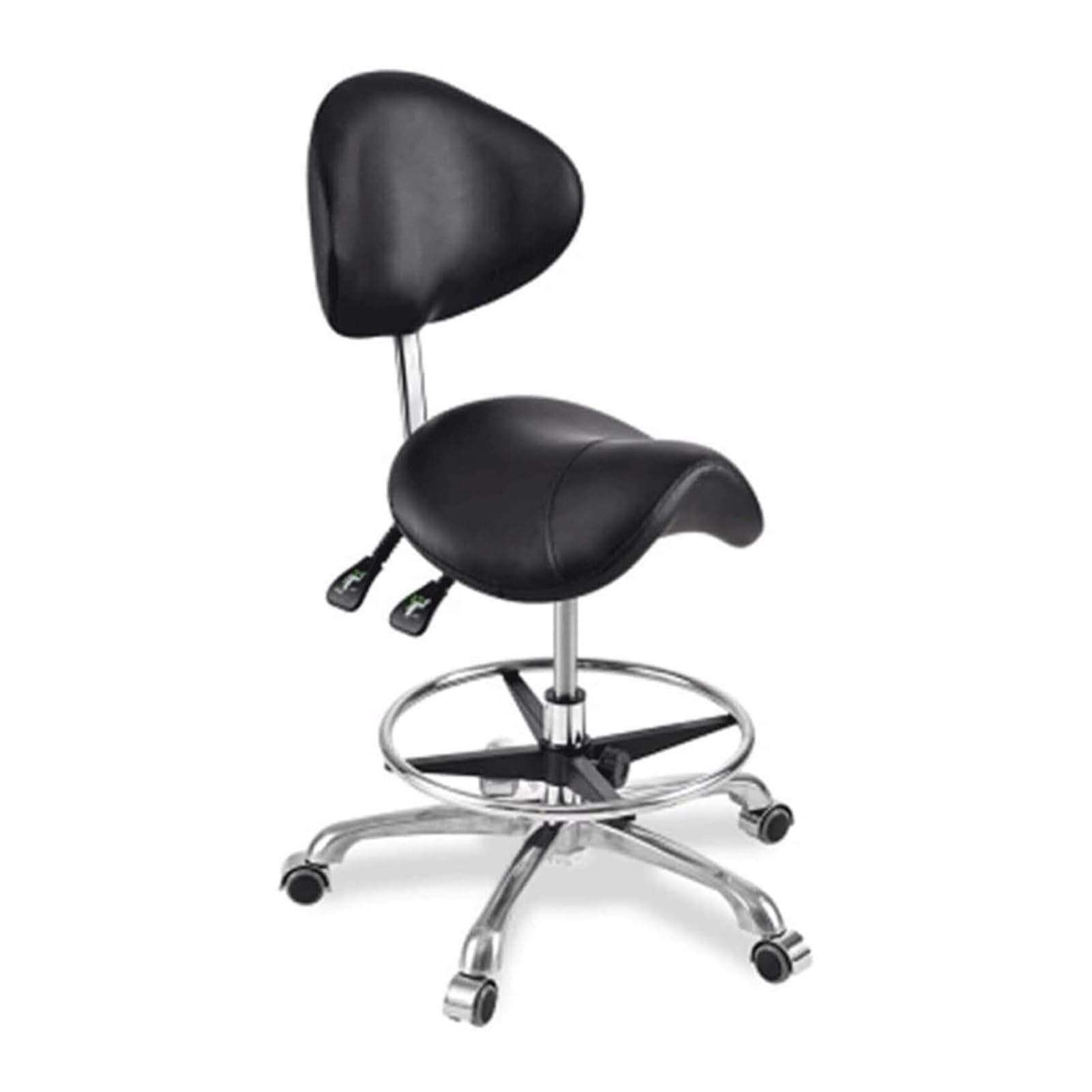 METTEOR Saddle Stool Casters Footrest Hydraulic Swivel Saddle Chair 45~60cm Height for Salon Spa Massage Tattoo (Black One Size)