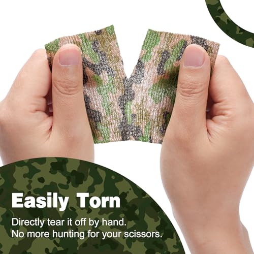 Image of AZEN 12 Pack Camo Self Adhesive Bandage Wrap, 3 inch X 5 Yards Elastic Cohesive Bandage Wrap, Athletic Tape, Tattoo Tape Wrap, Vet Wrap, Ankle Tape (Camo)