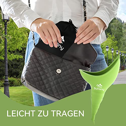 Sunany Urinal für Damen, weiblich, Trichter aus Silikon, tragbar für PIPI im Stehen, wiederverwendbar, weibliche Toilette, für draußen, Aktivitäten, Camping, Reisen (grün)
