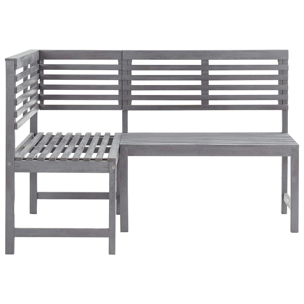 Banco esquinero de jardín para exteriores, color gris, 140 cm, muebles de madera de acacia maciza