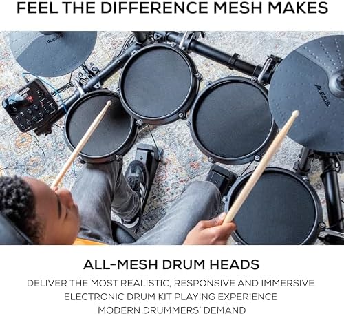 Alesis Turbo Mesh Kit  7-częściowa siateczkowa perkusja elektroniczna ze stalowym statywem, ponad 100 brzmień i utworów oraz kable i pałeczki