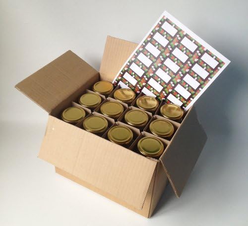 Nutley's 24 Hexagonal 190ml Jam Jars + gold lids + jam box + free fruity labels F3