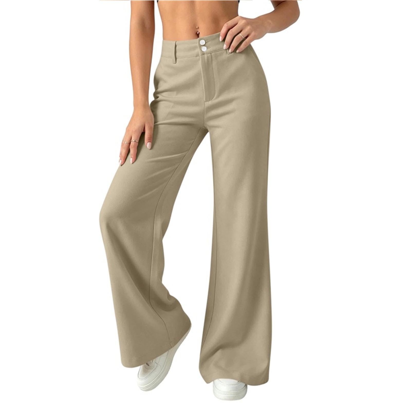 Générique Pantalon De Loisir pour Femme avec Taille Élastique Et Poches Avant - Pantalons Large Style Ville À Coupe Droite, Idéal comme Pantalon Décontracté pour Le Quotidien Et Le Week-End