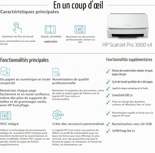 HP ScanJet Pro 3000 s4 Scanner à défilement A4 jusqu'à 40 ppm80 ipm 600 x 600 DPI - vue 5