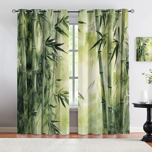 Bamboo Curtains for Living Room 84 Inches Long 2 Panels,