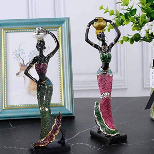 image for koTTIYA Taotenish 2pcs African Sculpture Women Figure Girls Tribal Lad