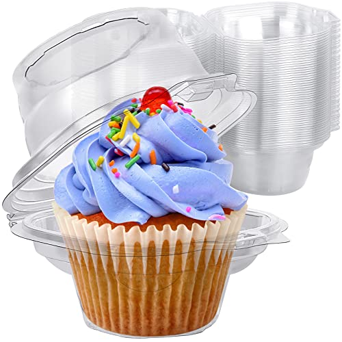 Image of Cupcake Boxes Individual Cupcake Containers, 25 Packs Regular Single Cupcake Holder High Topping for Muffins, Thicker Stackable Plastic Cupcake Carrier for Party (25 pack)