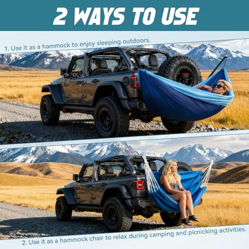 CROSSHIP Hitch Mount Hammock & Chair Stand - Fits 2in Hitch Receiver - Includes Parachute Nylon Hammock, Hammock Chair & Storage Bag - for Camping, Outdoor, Travel (350lbs Weight Capacity) by CROSSHIP - Image 2