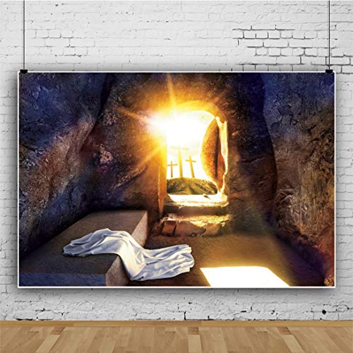 Leowefowa Durable Soft Fabric Resurrection of Jesus Easter Backdrop 10x8ft