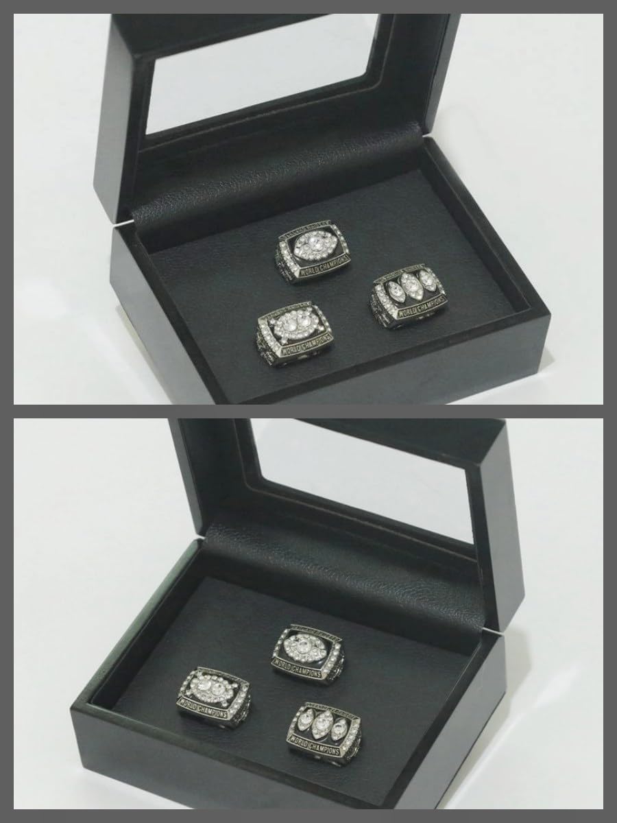 TREASURE FOOTBALL CHAMPIONSHIP RING 1976 1980 1983 RaiderTM & LUXURY LEGEND VICTORIOUS RARE SPORTS FAN GIFT SERIES - WITH SANDALWOOD BOX HOLIDAY SHOW COLLECT