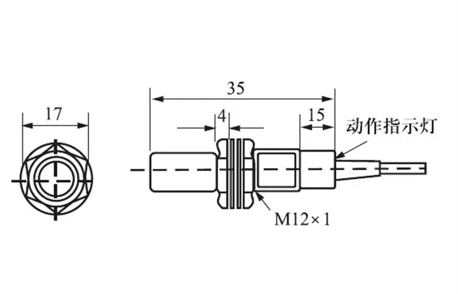 Interruptor de proximidad con sensor M12, PNP, NC, 3 cables, normalmente cerrado, imán