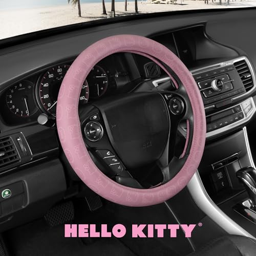 Sanrio Hello Kitty Pink Car Steering Wheel Cover, Universal Fit Cute Car Accessories for Women Stylish Decor Gifts Hello Kitty Accessories - Fits Standard Wheels 14.5"-15" by Carbella - Used condition - Image 7