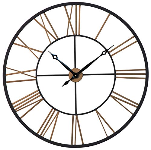 SunTime 94cm Outdoor Garden Metal Roman Numeral Modern Wall Clock Black