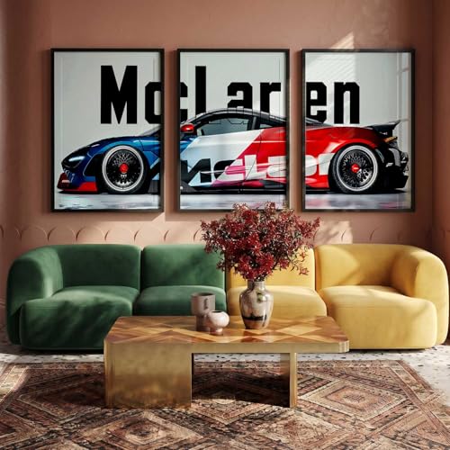 Image of HOTHOUSE Big McLaren Car Framed Posters Gift Items for Boys Room Wall Decoration Bedroom Living Room Office Studio Decor | Car Poster Frame for Wall Decor Set Of 3 Size(13X17 inch)