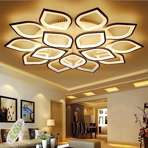 Plafond LED dimmable 180W acrylique blanc avec télécommande pour salon