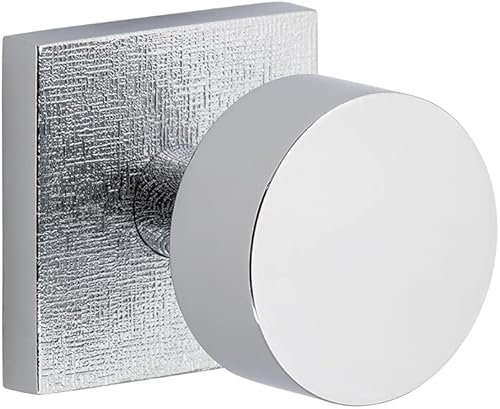 Viaggio 620134 - Pasaje de roseta de lino Quadrato cromado brillante con perilla de latón Circolo universal y respaldo 2-38 pulgadas