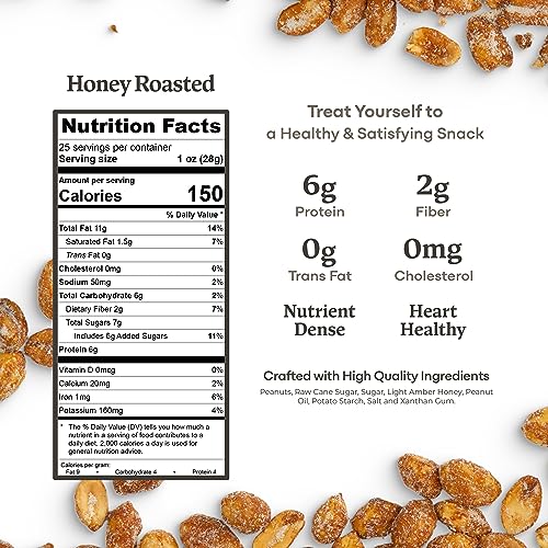 image for Belmont Peanuts Gourmet Honey Roasted Virginia Peanuts, 25 oz (1 Pack)