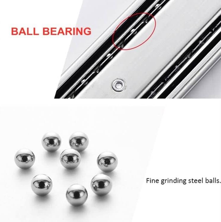 Miniatura 4 de 6 pares de deslizadores de cajones de 14 pulgadas, montaje lateral de rodamiento de bolas de extensión completa de 3 secciones, capacidad de 100