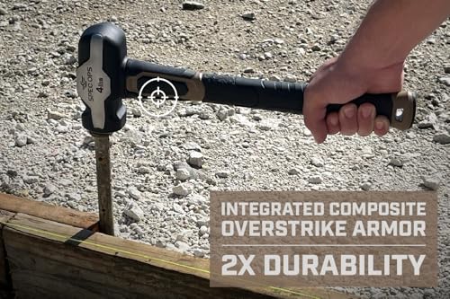 Image of Spec Ops Tools Engineering Hammer for Brick Setting, Tile Work & Construction, Bi-Material Shock-Absorbing and Vibration Dampening Handle, 2.5 lbs with Soft Mallet Cap