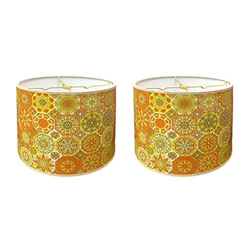 Image of Royal Designs, Inc. Trendy Decorative Handmade Lamp Shade, Made in USA, 12in, HBC-8075-12-2, Gleaming Warmth - 2 Pk