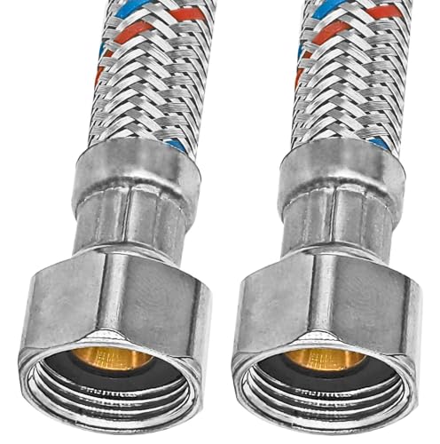 Flexschlauch mit 3/4 Zoll Innengewinde IG Überwurfmutter Panzerschlauch mit 500mm Länge Edelstahlmantel Verbindungsschlauch für Mischbatterie Armatur Eckventil Eckfix Kombi Ventil Auslaufventil