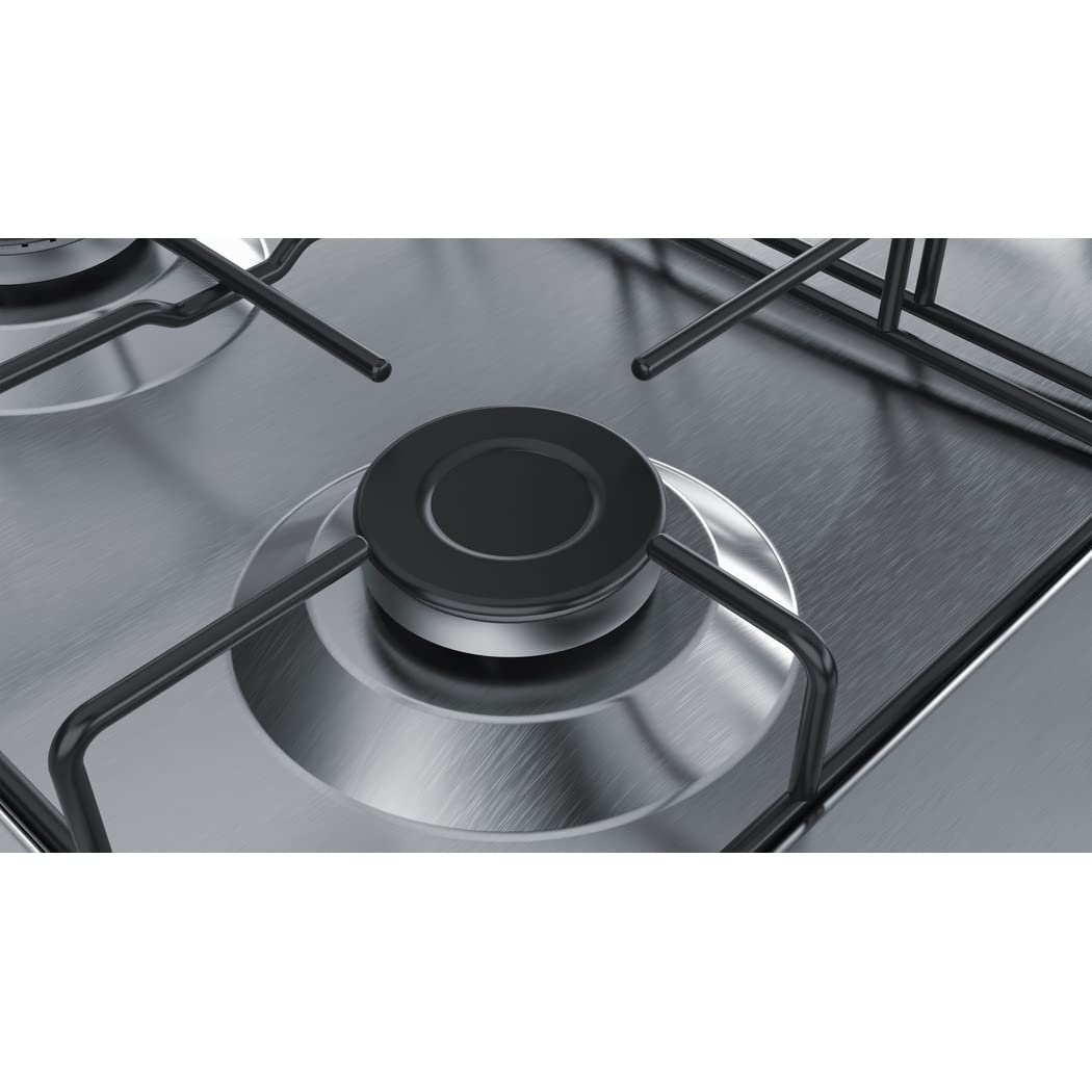 Bosch Serie PGP6B5B85, Piano cottura a gas, Manopole a ponticello: controllo ergonomico, 4 fuochi, Acciaio, 60 cm