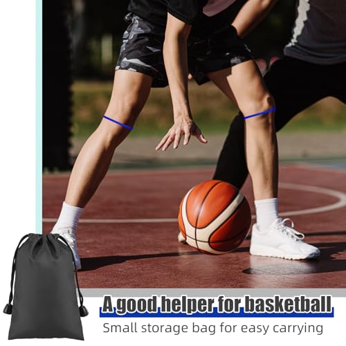 Image of Foilswirl Silicone Patella Knee Band for Basketball Patella Tendon Support Knee Pain Running Tendon Brace Support Strap(4,Black and Royal Blue,M)