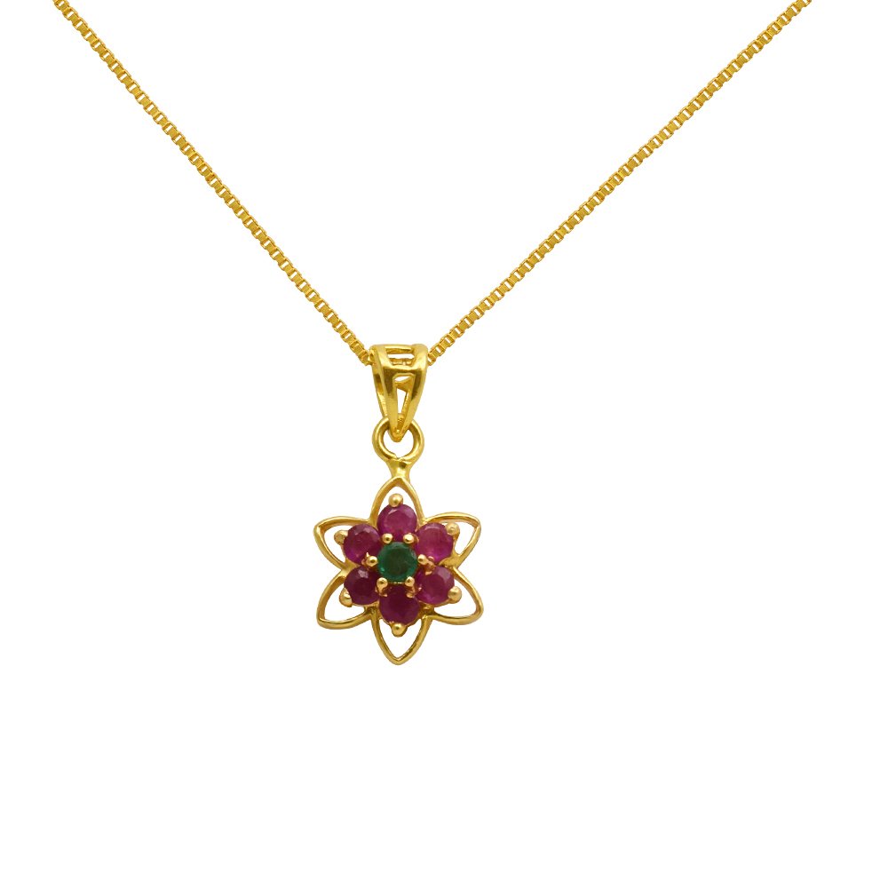 joyalukkas Ratna Collections 22k (916) Yellow Gold and Emerald Pendant-picture-1