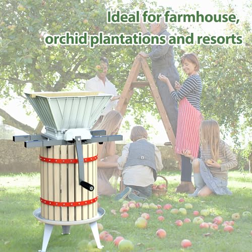 Image of Fruit and Apple Crusher with Stand - 7L Capacity, Manual Juicer Grinder for Wine and Cider Making, Portable Fruit Scratter Pulper (Silver, 1.8 Gallon)