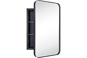 Matt Black Bathroom Cabinet with Mirror - 16 x 24 Inches