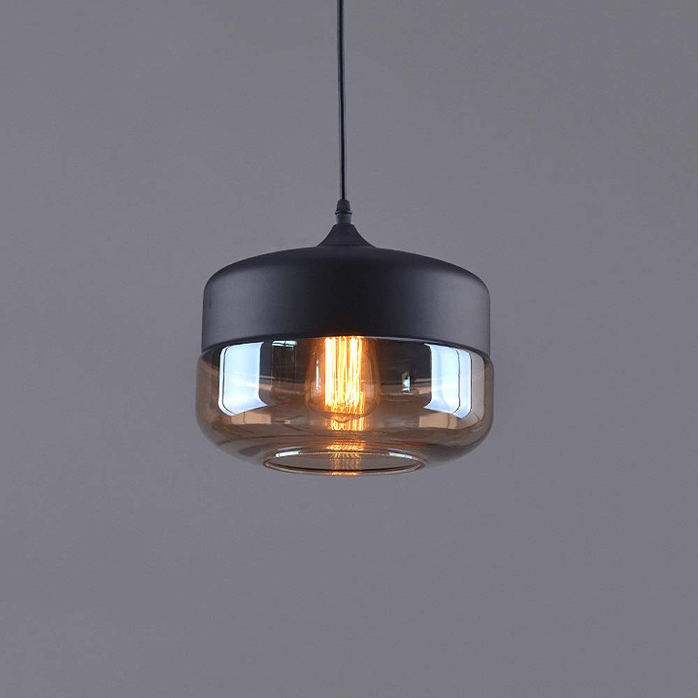 Ganeep Nordic Modern Loft Hanging Glass Pendant Lamp Fixtures E27 E26 LED Pendant Lights for Kitchen Restaurant Bar Living Room Bedroom (Color : Amber-D)
