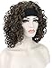 Kalyss Women's Short Curly Medium Brown Synthetic Hair Wig with Black Headband Wigs