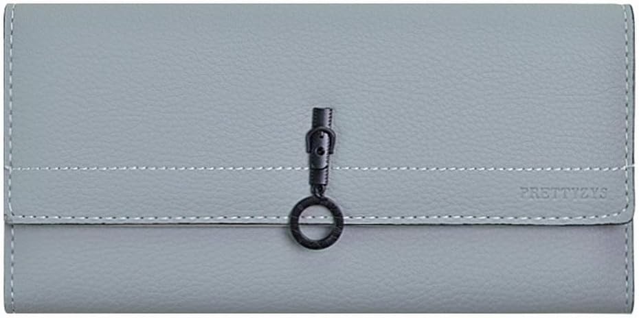 Ovesuxle Womens Wallet Faux Leather RFID Blocking Purse Trifold Credit Card Clutch for Women (Color : Gray)