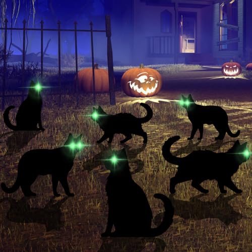 Halloween Yard Signs Decorations Black Cat Glow in Dark Outdoor D...