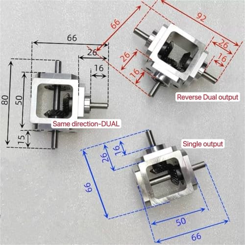 Caja de dirección de 90 grados: Conmutador cónico con eje doble de 6mm 6