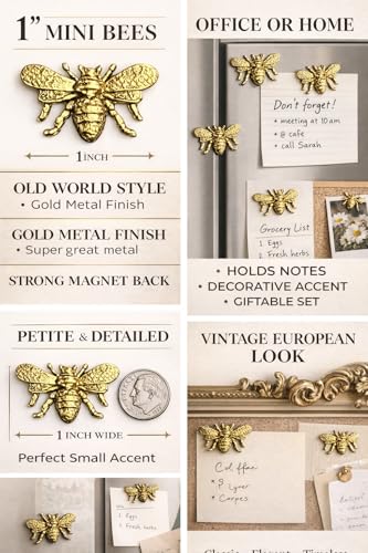 Set de 6 imanes decorativos abeja dorada miniatura 2