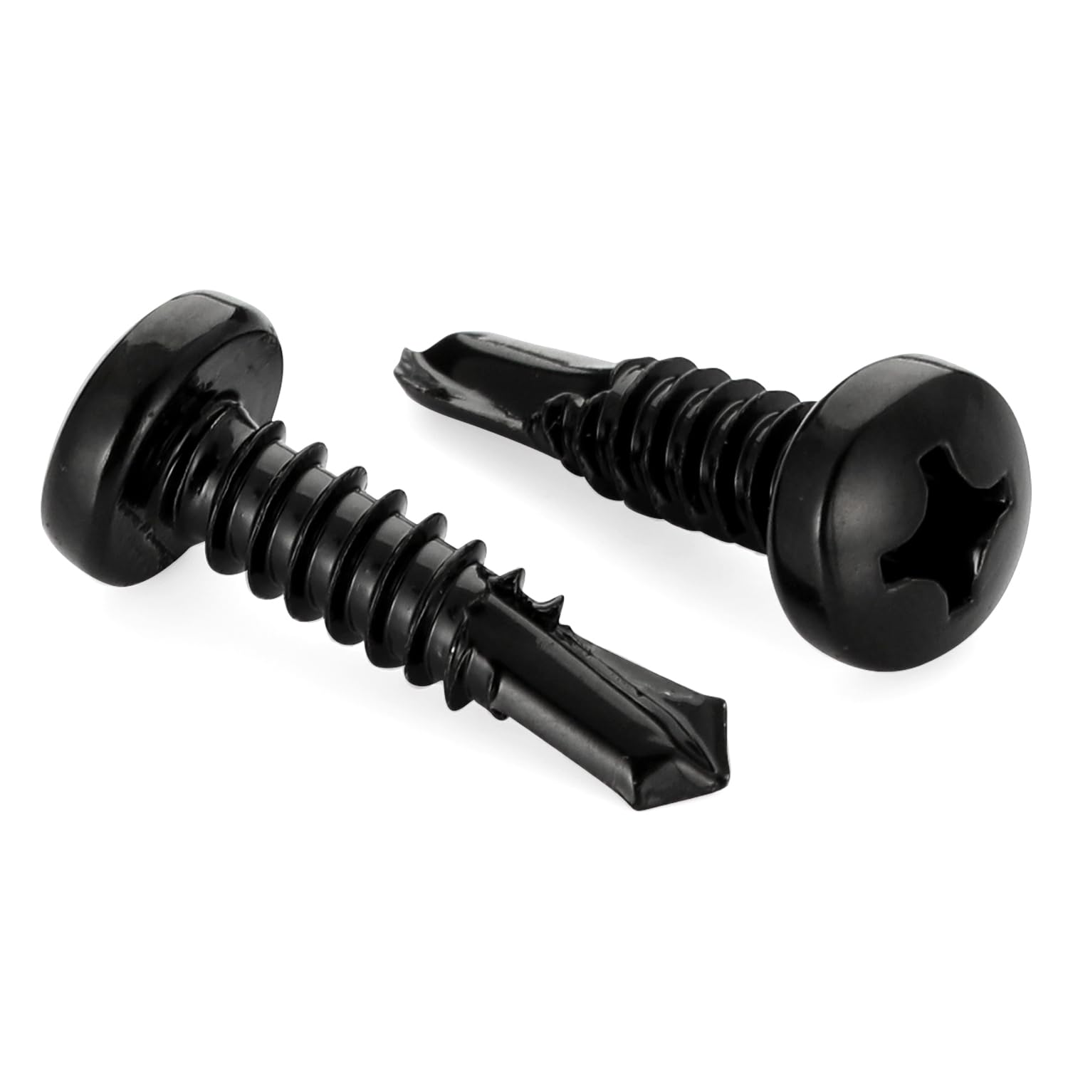 Mellewell #6 x 1 Pan Head Self Drilling Screws, Self Tapping Sheet Metal Screws, Black Finish 410 Stainless Steel, 100 PCS