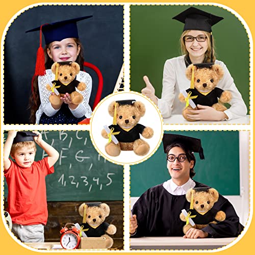 Sotiff Graduation Bear Class of 2025, 8 Inch Stuffed Animal Graduation Gift Light Brown Graduation Plush Bear with Hat for Kindergarten Elementary High School College Graduation Party School