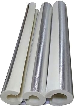 Self Adhesive Foam Pip,Weatherproofing Pipe Coverings,Embossed Aluminum Foil Waterproof Heat Resistant Thermal Barrier,Wall Thickness 30mm (1.18in), for Winter Cold Hot Water Pipe